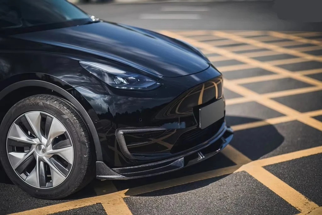 TAKD High Quality Dry Carbon Fiber Car Front Bumper Front Lip Chin for  Model Y 2021-2023 Front Splitter